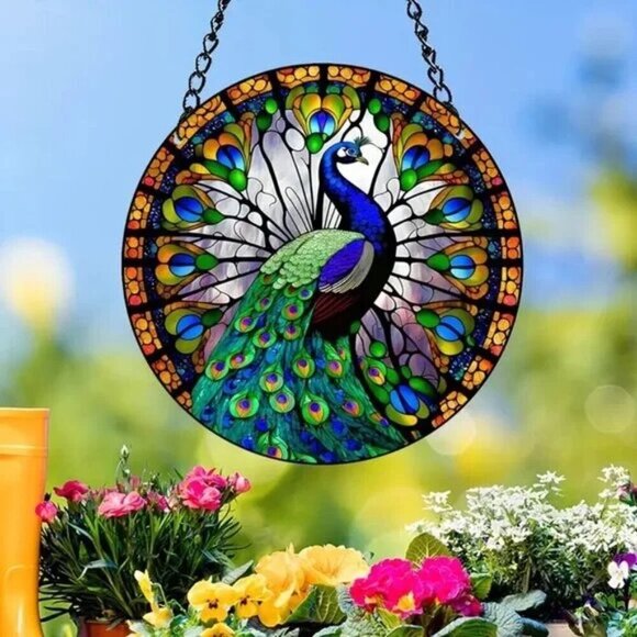Vibrant Peacock Window Hanging Acrylic Suncatcher - Picture 9 of 14